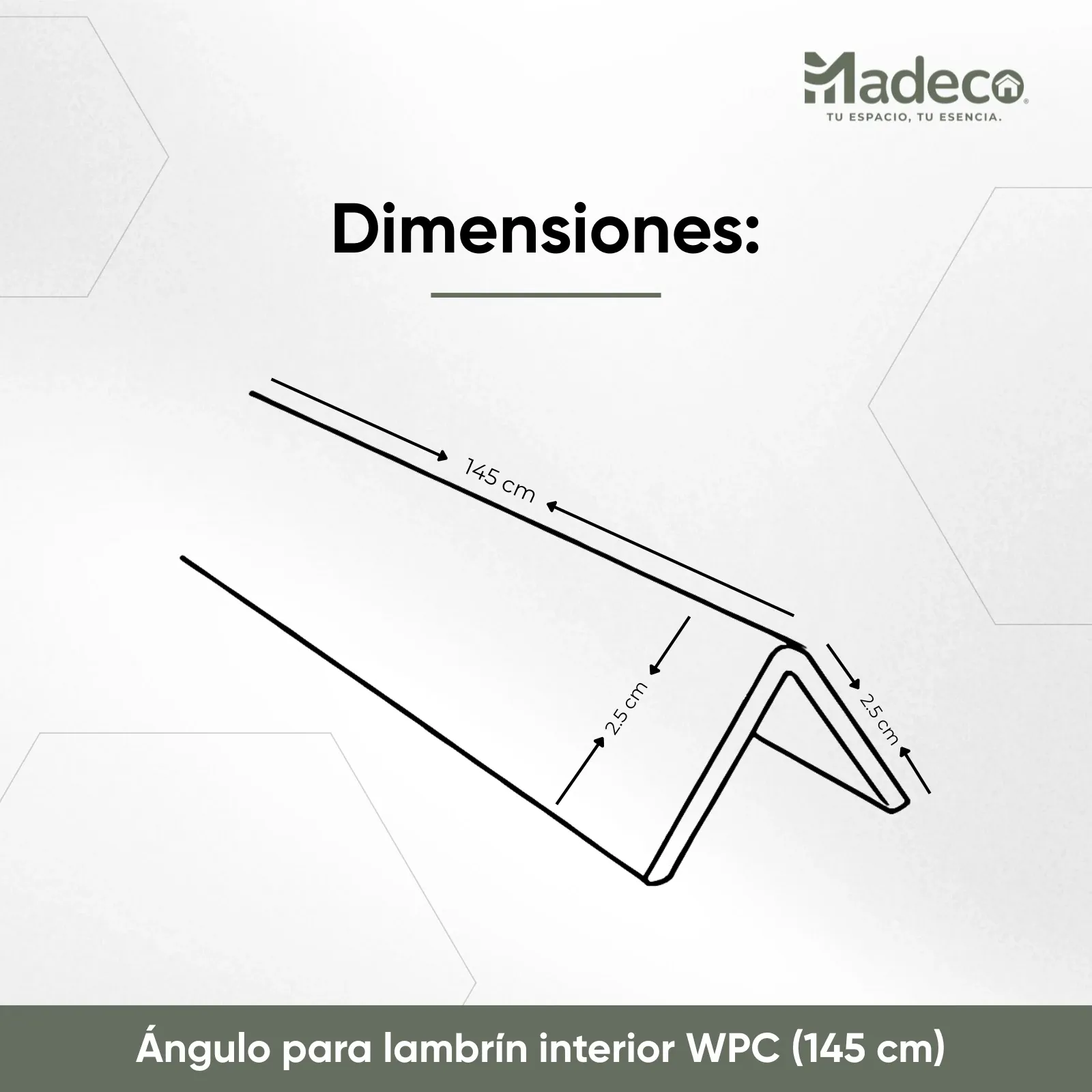 Angulo para lambrin interior WPC de 1.45m — Roble Natural